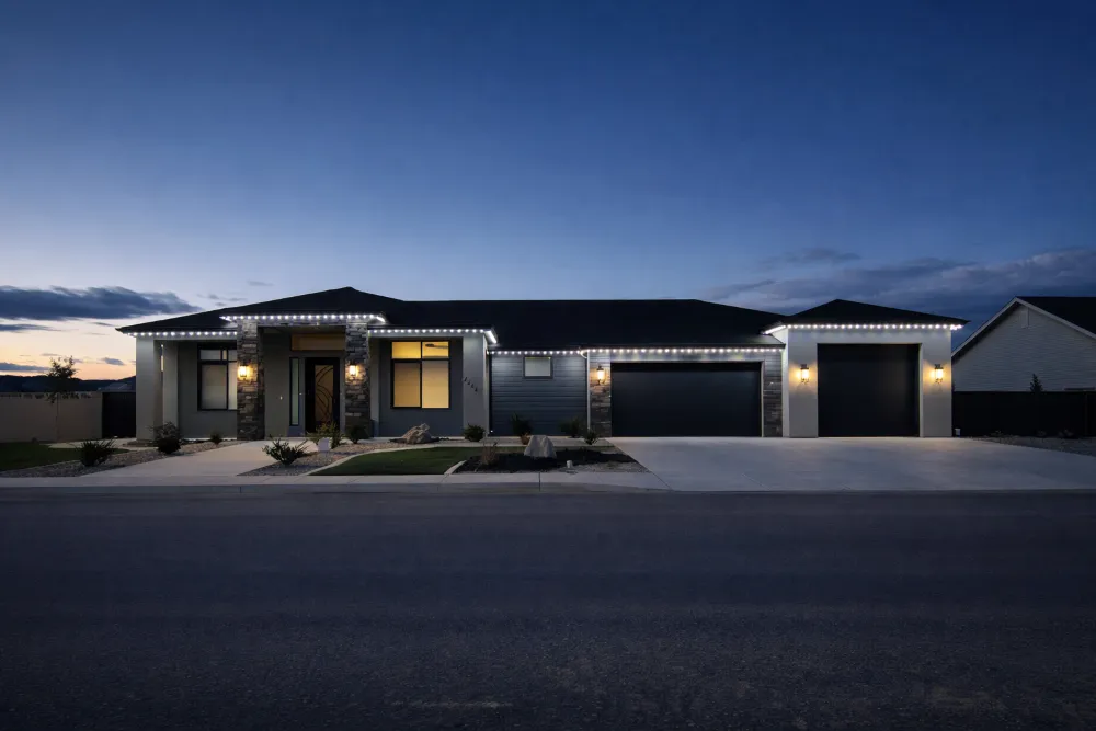 Image of Home at night with permenent lighting