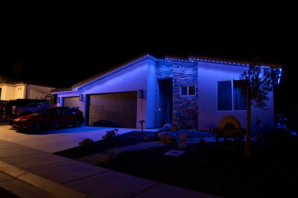 Image of Home at night with permenent lighting