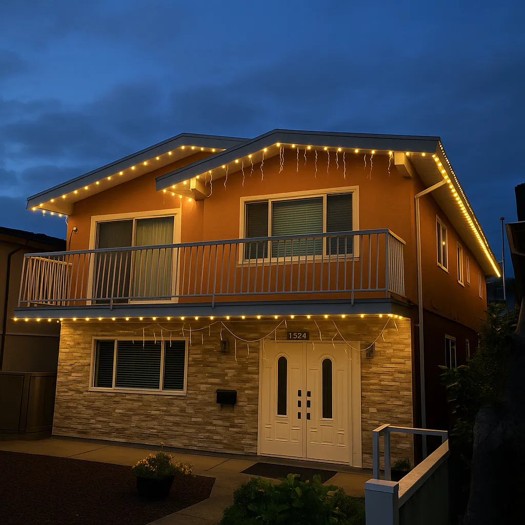 Illuminated skyscrapers in a city at night