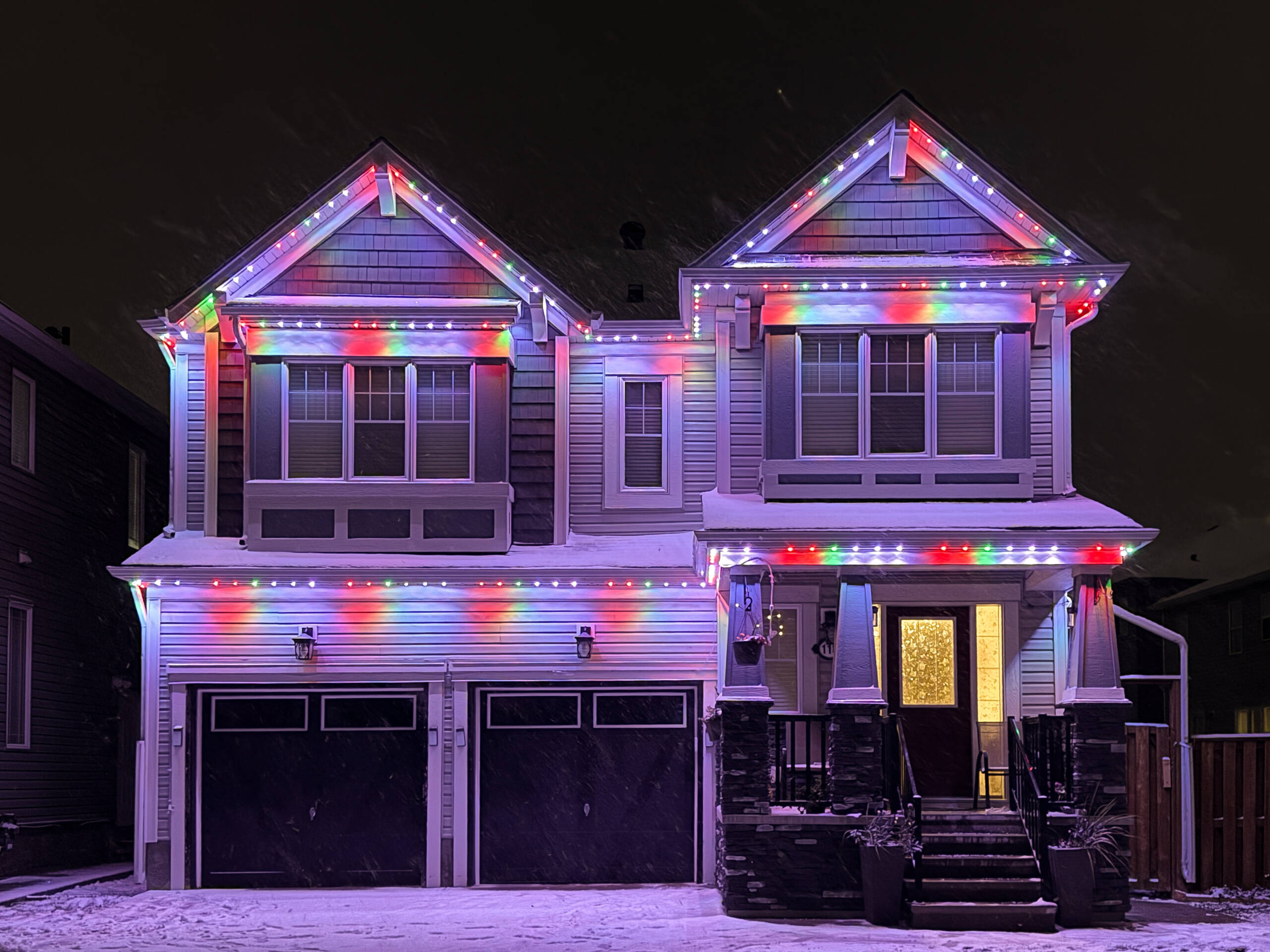 Illuminated skyscrapers in a city at night