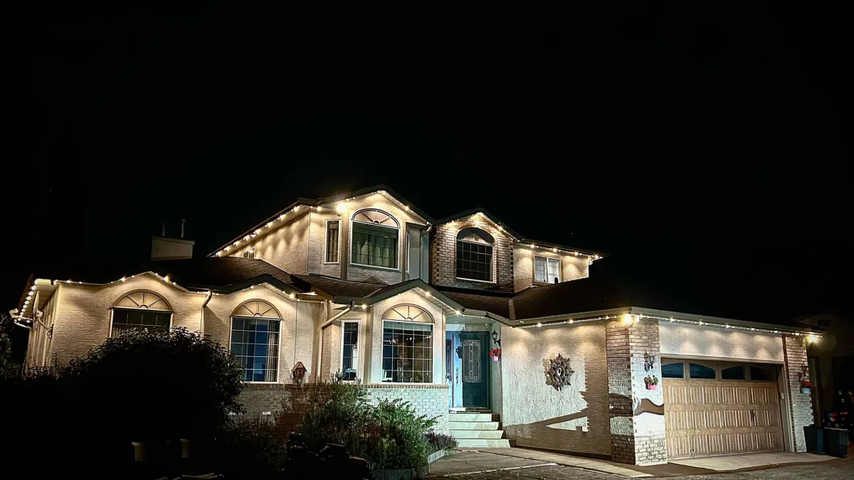 Illuminated skyscrapers in a city at night