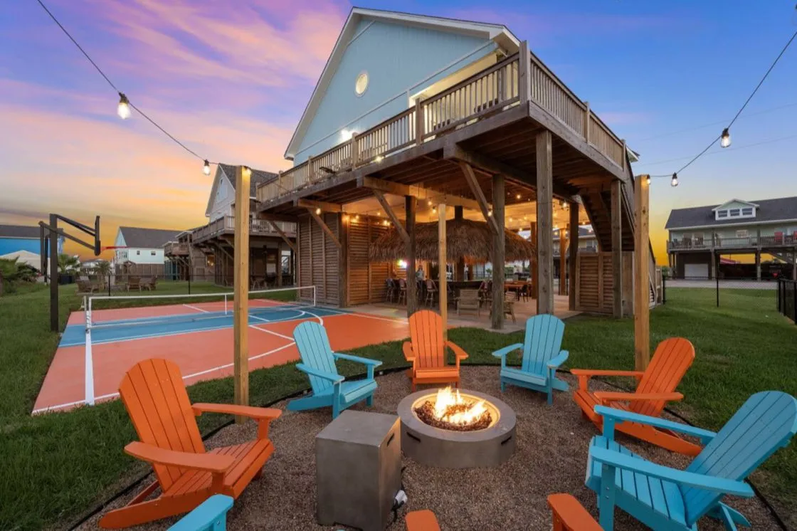 Fire pit next to the court