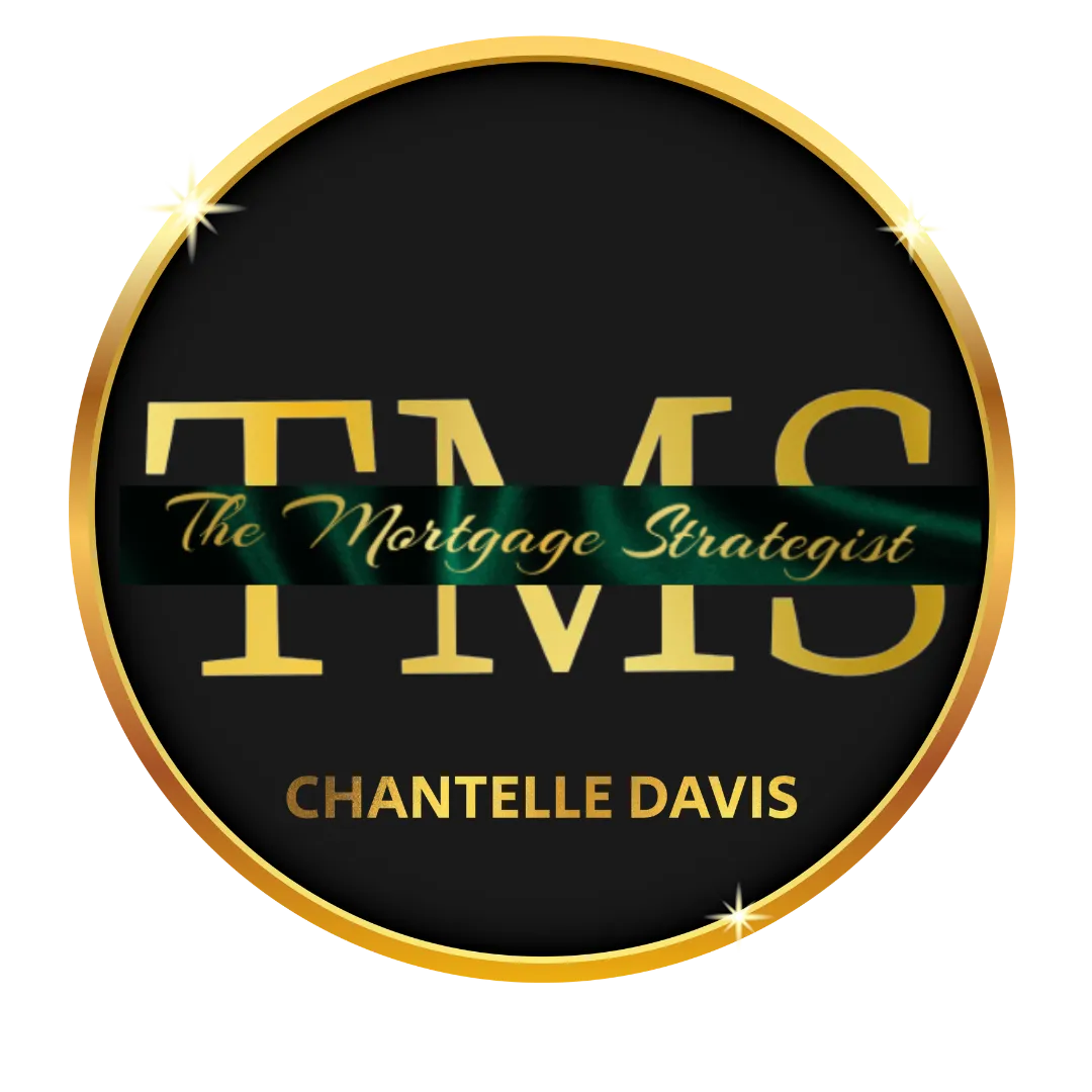 Logo of The Mortgage Strategist, featuring a gold and black design with the text 'TMS - The Mortgage Strategist' and 'Chantelle Davis' displayed prominently.