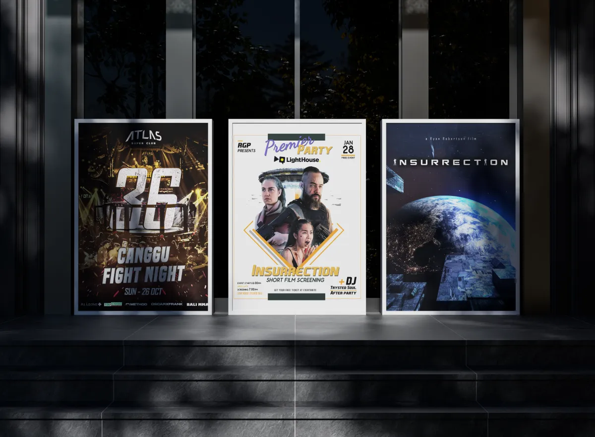 Cinematic fight show poster mockups