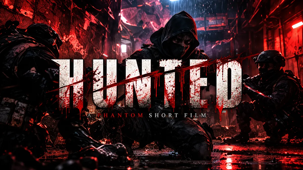 Cinematic dark poster visual for feature thriller HUNTED