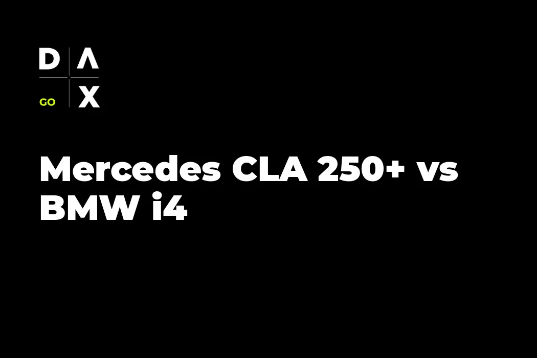 Mercedes CLA 250+ y BMW i4 enfrentados de frente en una carretera española, comparativa de coches eléctricos alemanes