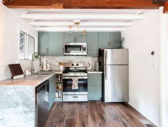 Small kitchen remodel featuring space-saving cabinetry, modern appliances, and efficient layout in Bridgeton, NJ.