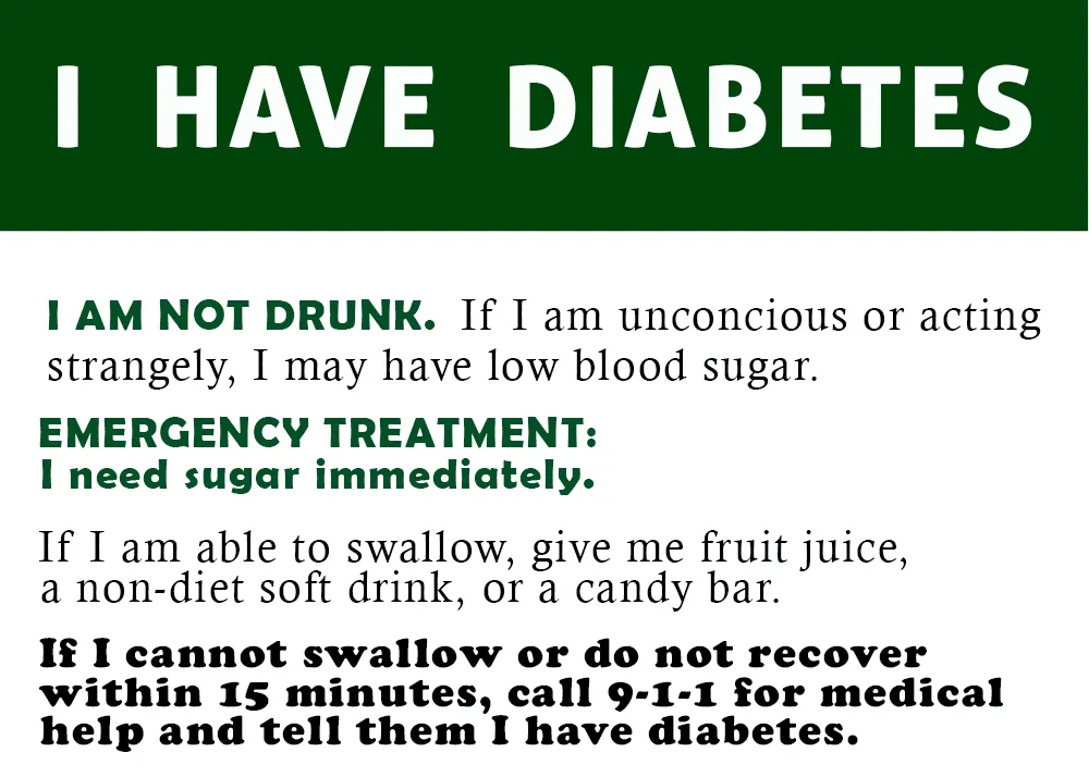 Wallet Size Diabetic Card PGG