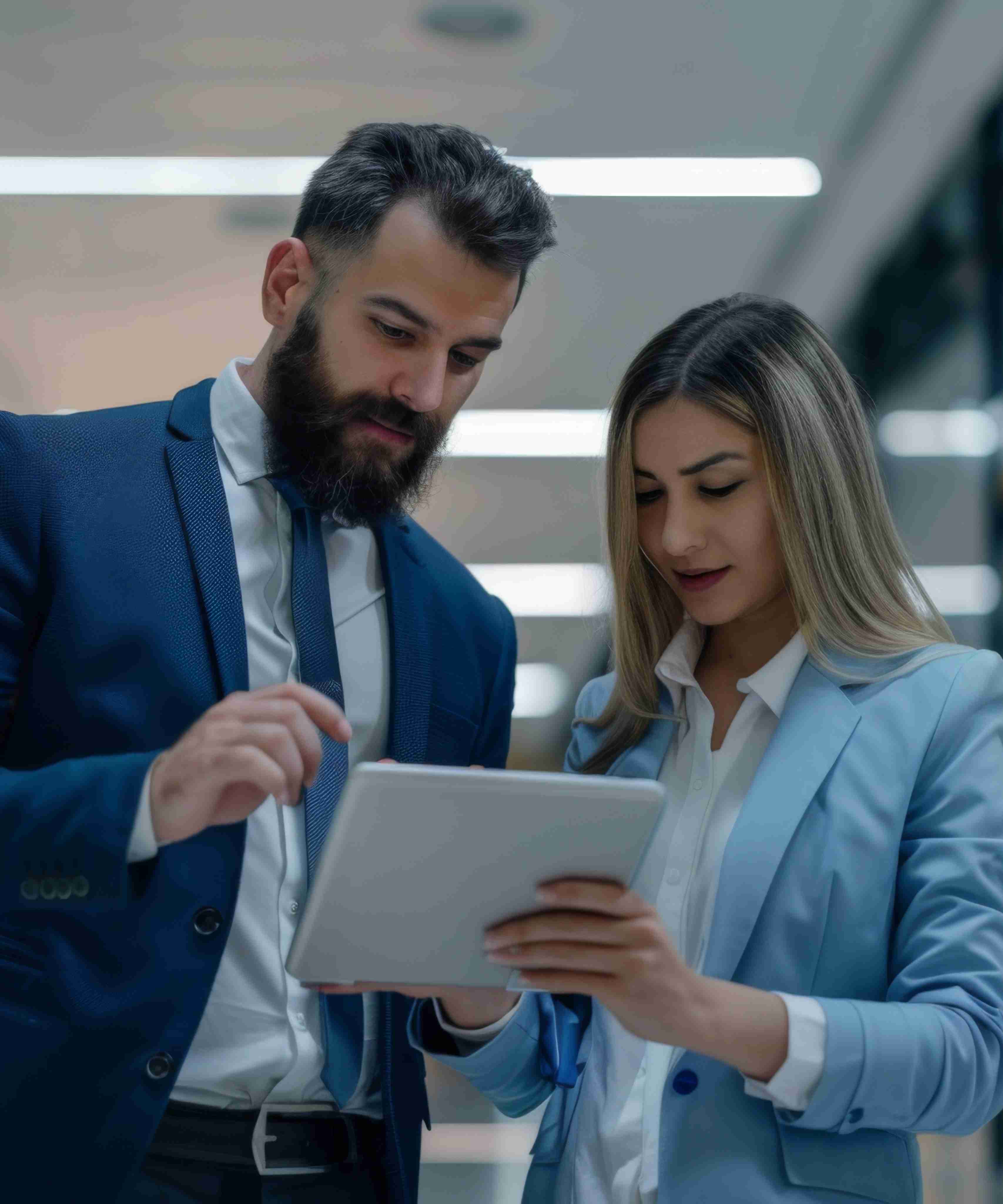 man and woman working