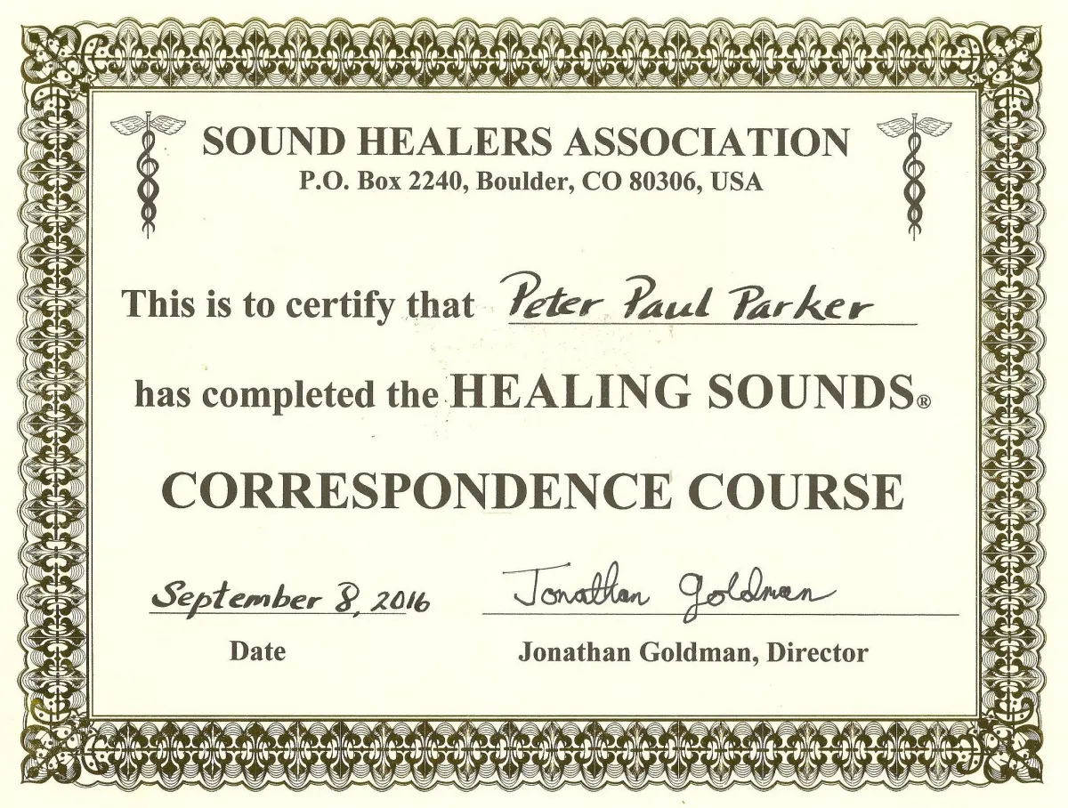 Sound Healing certificate