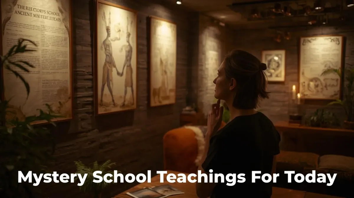 Modern woman looking at the mystery school teachings