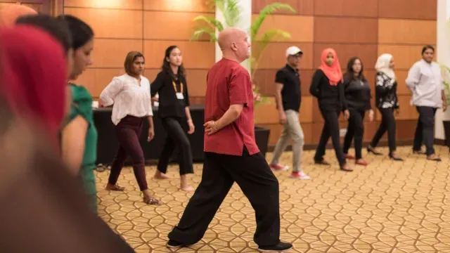 Peter teaching Qi Gong in the Maldives