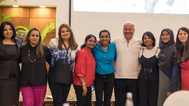 Peter with the team at the IWEE event in the Maldives
