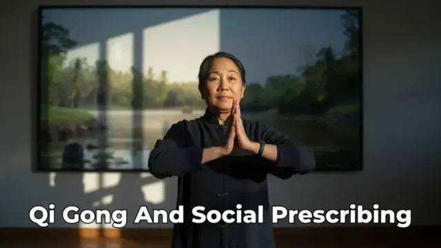 Woman practising qi gong in chessington through social prescribing