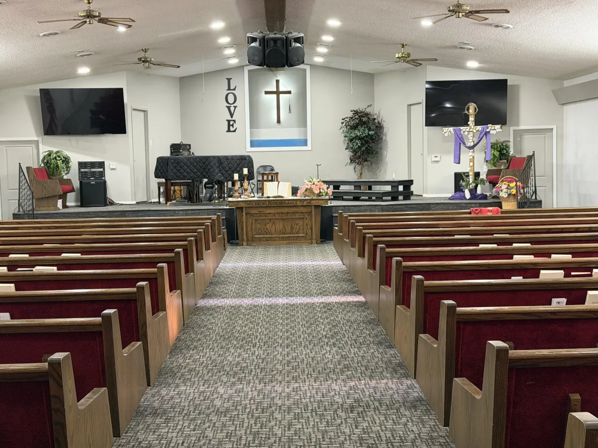 Welcoming family arriving at church