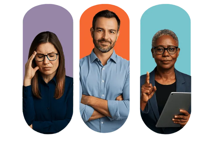 Three diverse small business owners representing a growth mindset transformation, showing empowerment and confidence with DaVoice AI