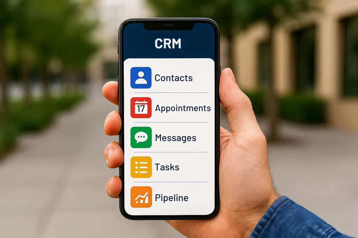 Mobile CRM app dashboard showing lead management on DaVoice.ai