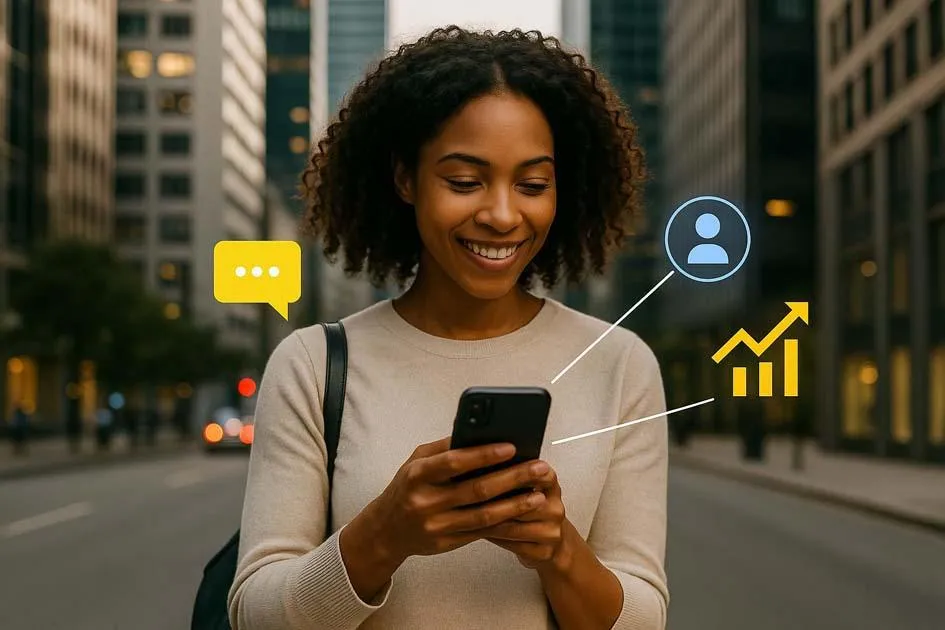 DaVoice AI mobile CRM app notifications for new leads, calls, and customer messages