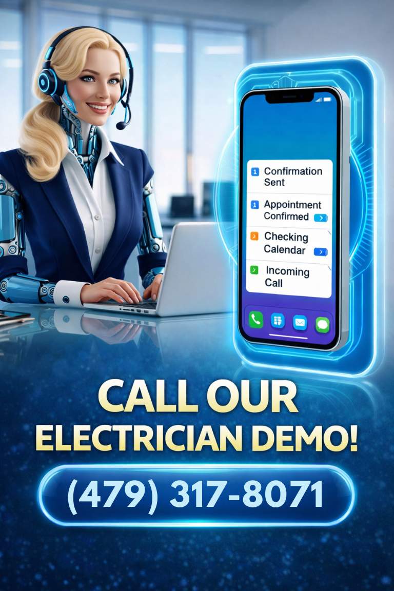 AI phone answering service for electricians with live demo phone number 479-317-8201