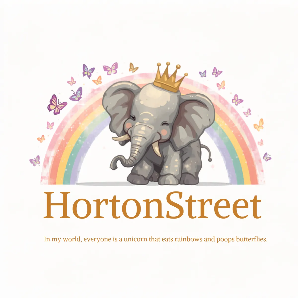 Soft pastel illustration of a mother and child with butterflies and a rainbow