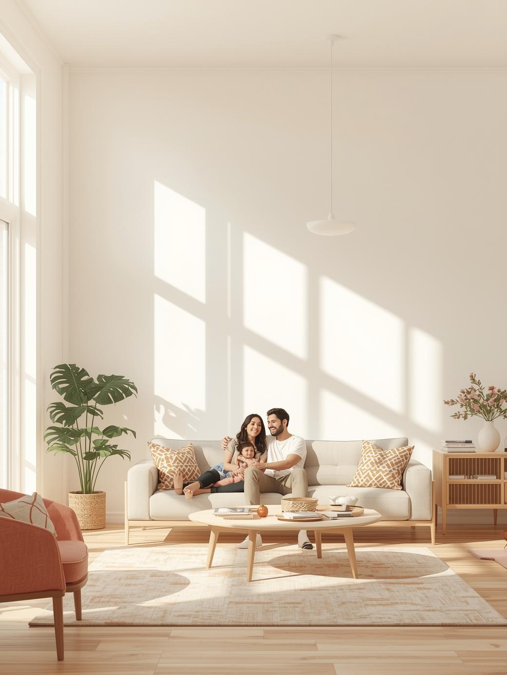 Helles Wohnzimmer mit Familie – persönliche HYLA Beratung für saubere Luft und ein gesundes Zuhause