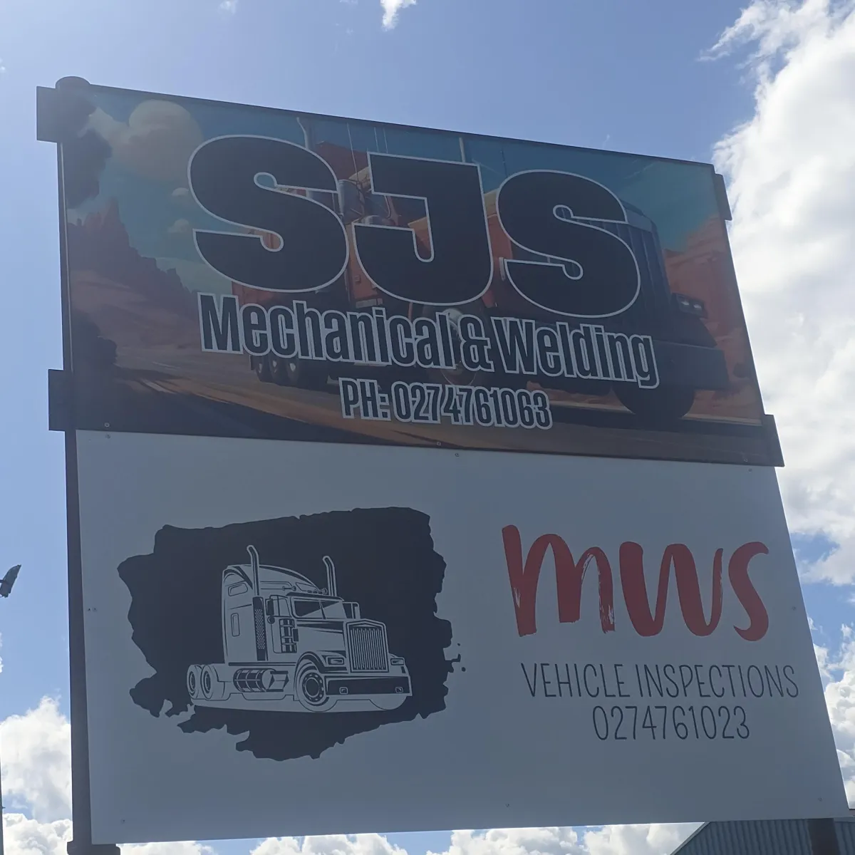 SJS Mechanical & Welding services sign Halswell Junction Road Christchurch