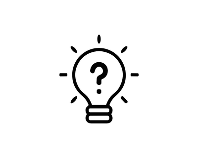 An illuminated lightbulb with a question mark inside, symbolizing FAQs and inquiries.