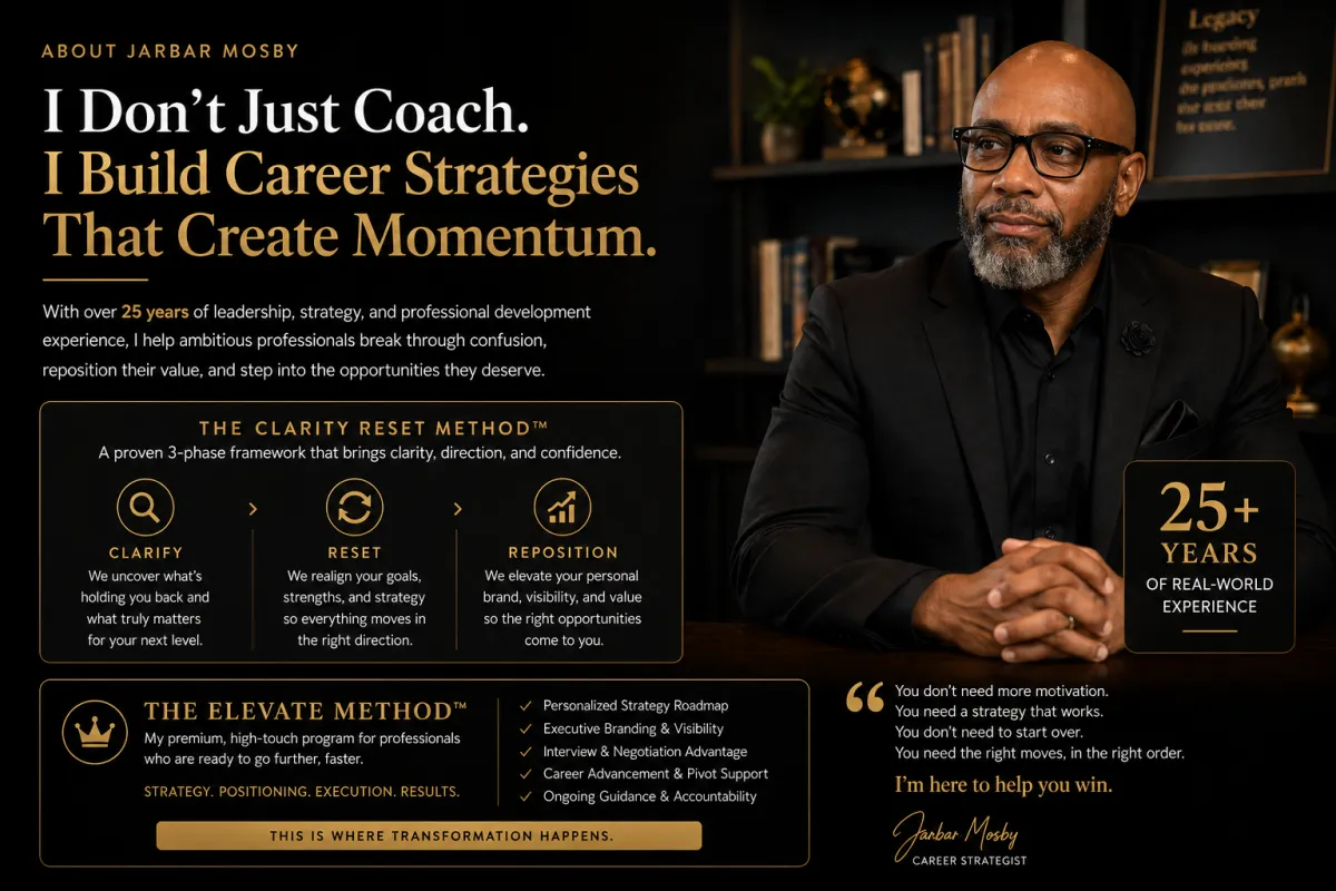 alt="Jarbar Mosby career strategist with 25 years experience helping professionals reset and elevate careers"