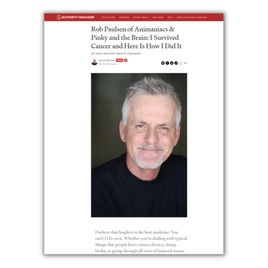 image of a media feature for Rob Paulsen in the Authority Magazine ongoing interview series "I Survived Cancer and Here Is How I Did It"