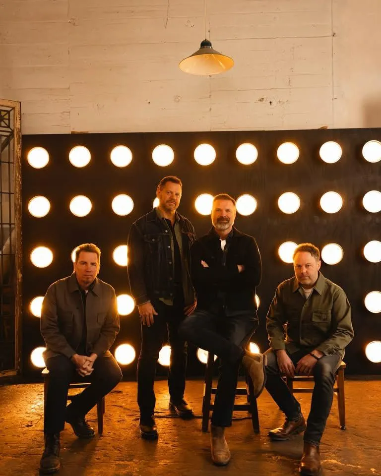 Mark Lee with Third Day, posing for a photo before the 30th Anniversary Tour