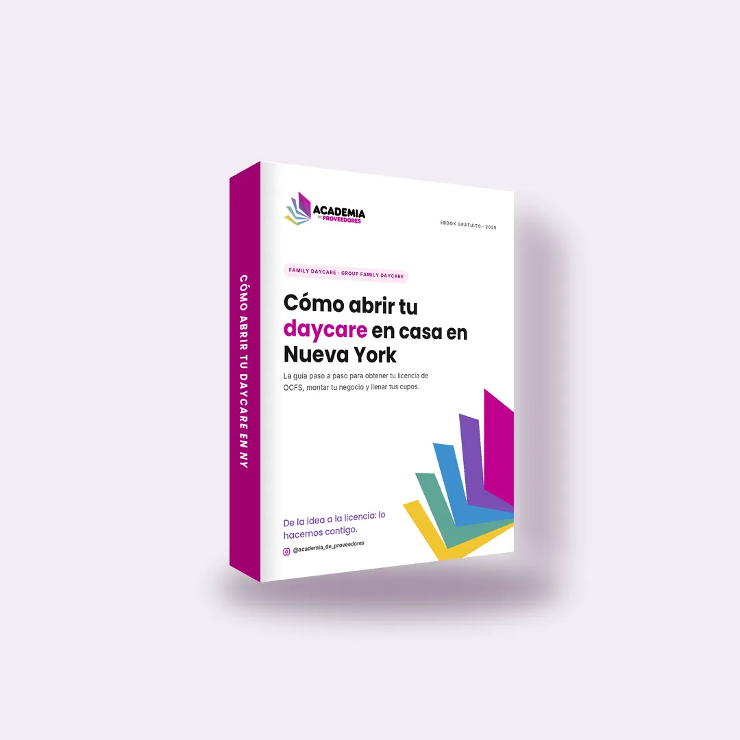 3D eBook Mockup - Cómo Abrir un Daycare en Nueva York