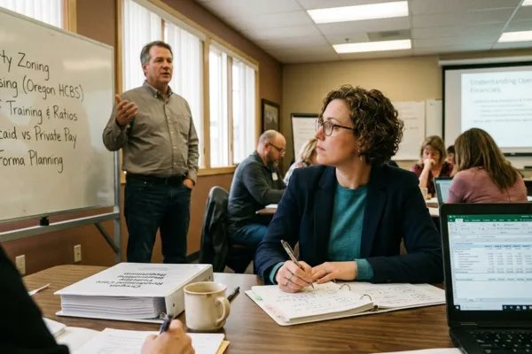 Aspiring assisted living owner learning about property selection, licensing, staffing, operations, and financial planning before investing in an assisted living business.