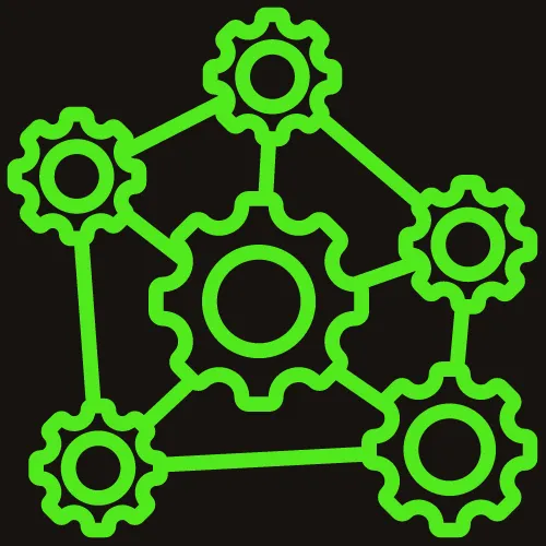 a web attached to gears signifying systems 