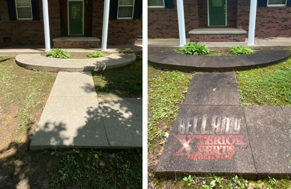 Before and after sidewalk cleaning