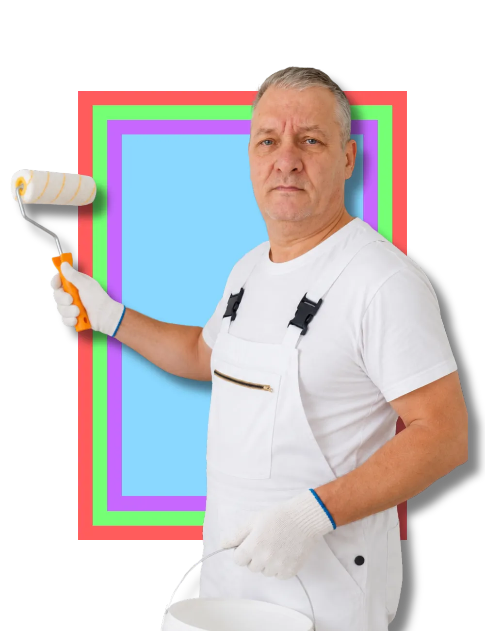 Rab János szobafestő lakásfelújítás során falakat fest precíz kivitelezéssel.