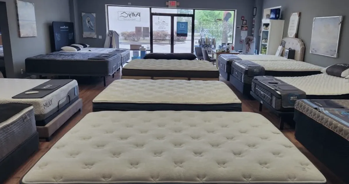 Kid playing in a mattress