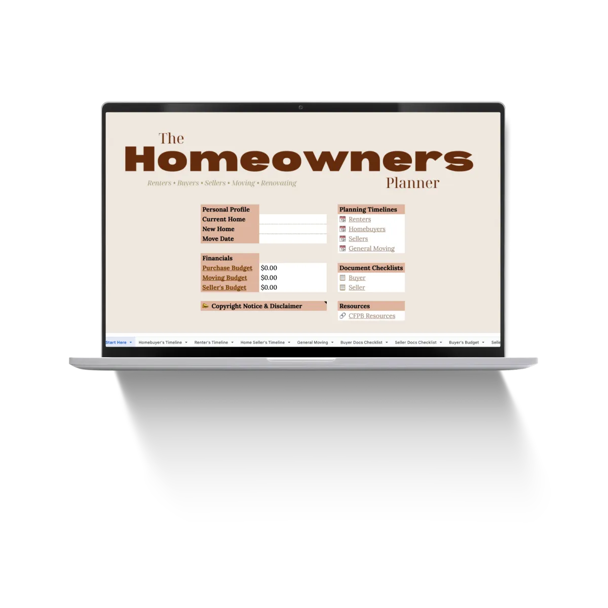 Homeowner's Planner Google Sheets template