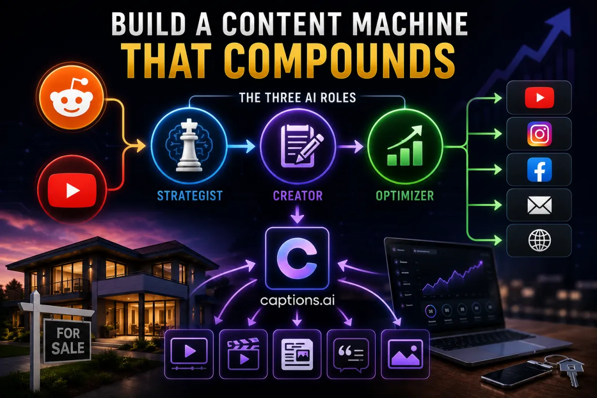 Real Estate AI Content Strategy Three Claude Roles, Captions.ai and the Reddit-YouTube Method
