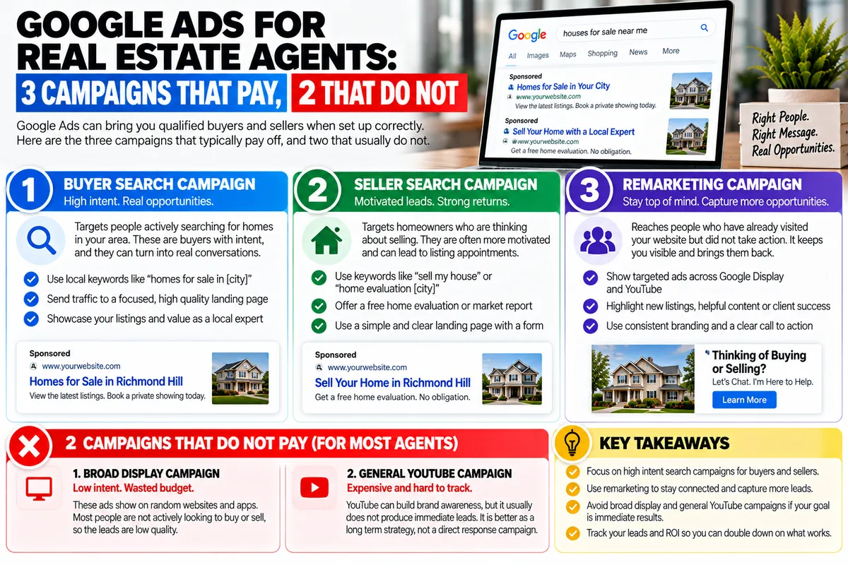 Google Ads for Real Estate Agents: 3 Campaigns That Pay, 2 That Do Not