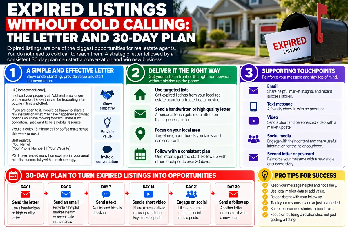 Expired Listings Without Cold Calling: The Letter and 30-Day Plang Post