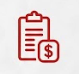 Red line-art icon representing upfront pricing.