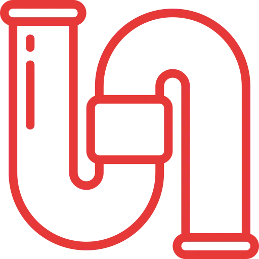 Red line-art icon for Plumbing