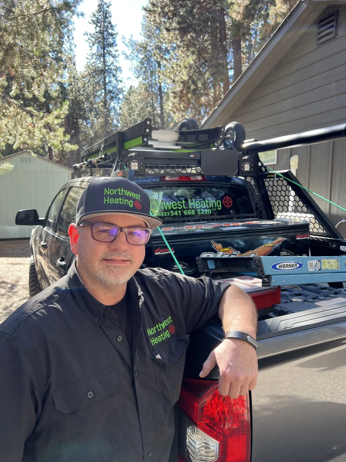 Northwest Heating LLC owner with the company service truck, Sunriver Oregon HVAC