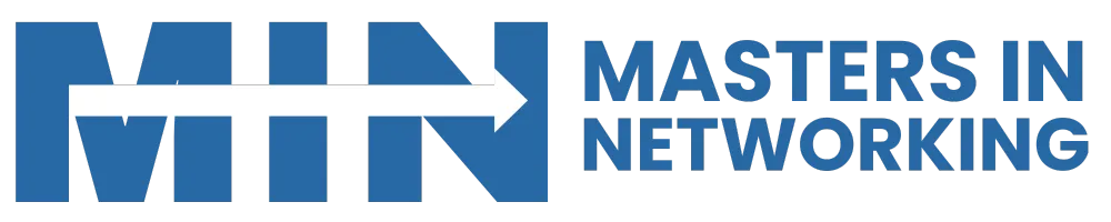 Masters In Networking Logo with arrow design and spelled-out name