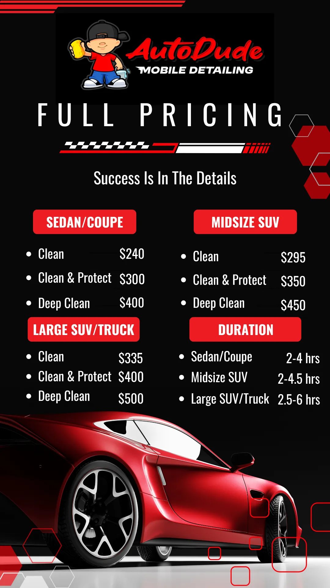 mobile car detailing pricing