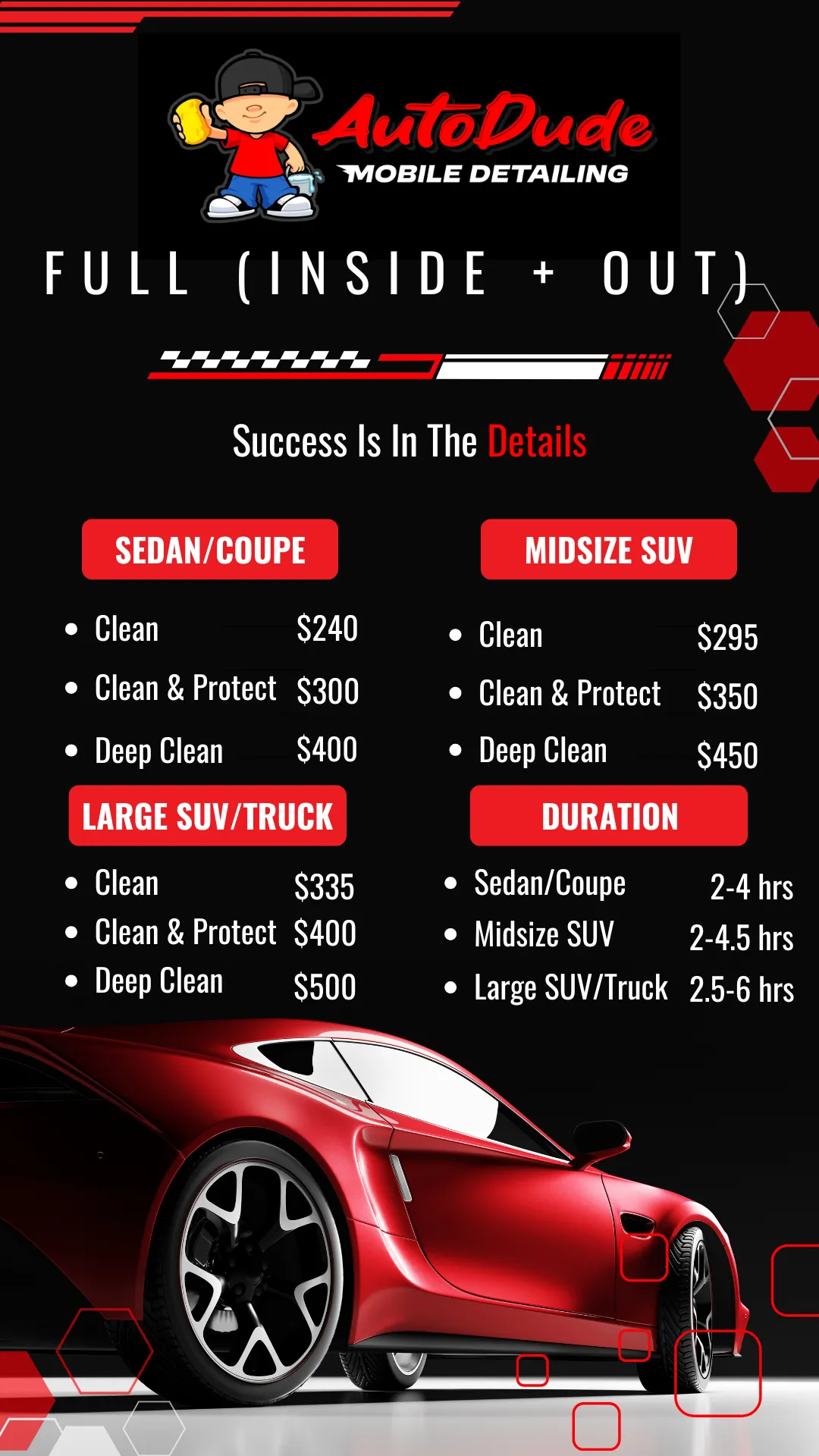mobile car detailing pricing