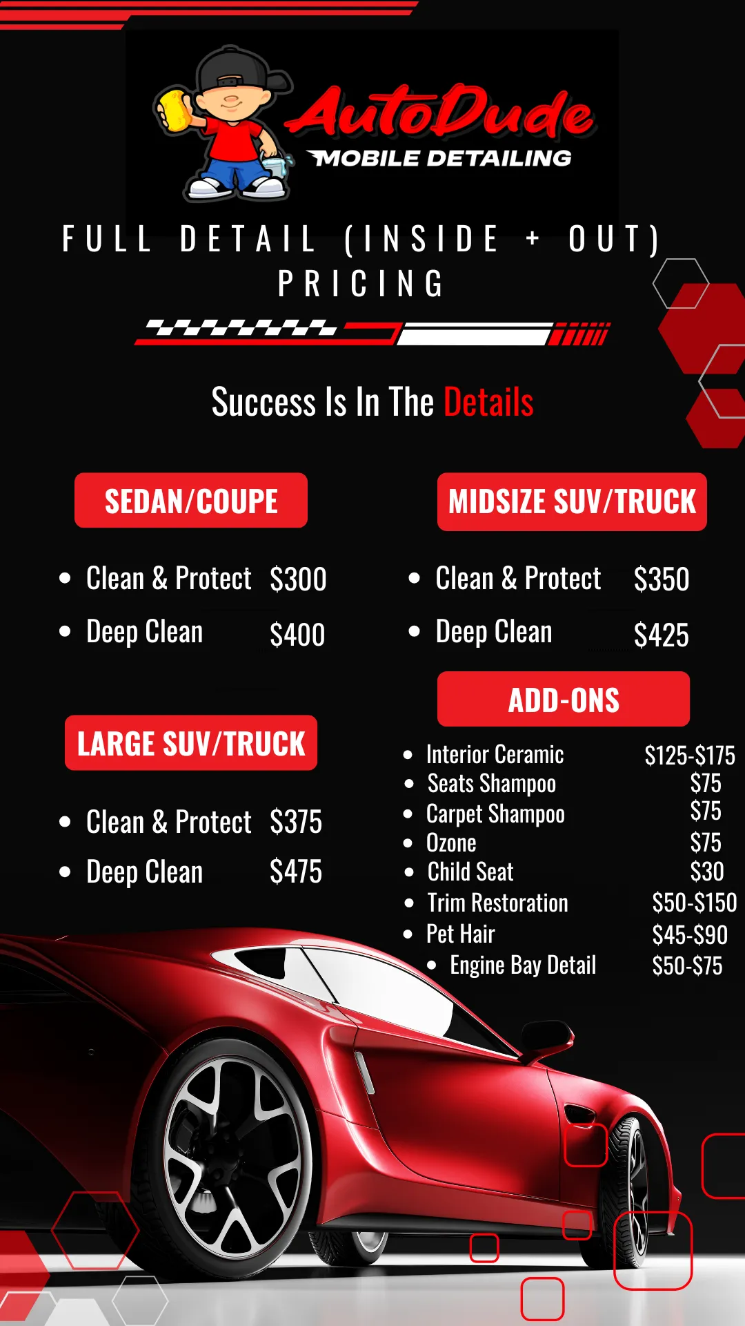 mobile car detailing pricing