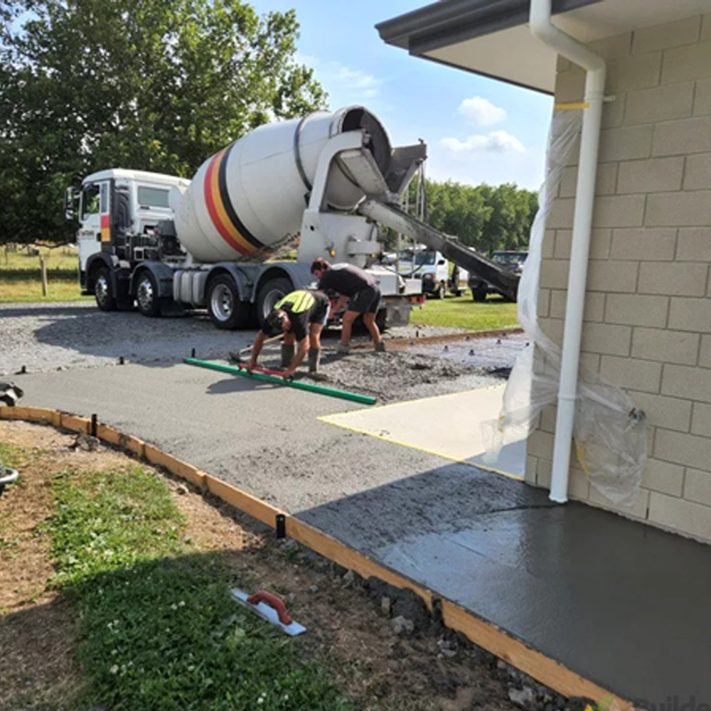 Finished concrete patio area at Cambridge home