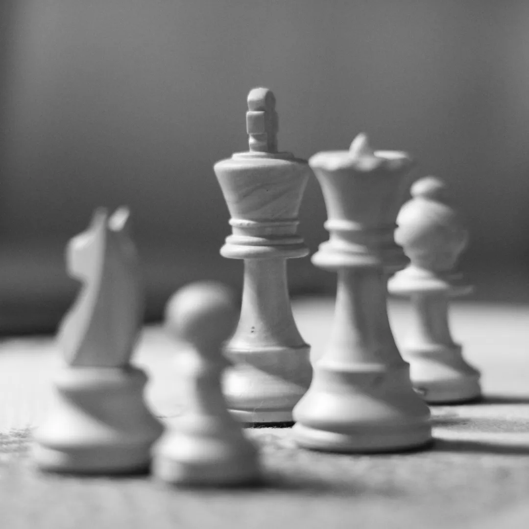White chess pieces symbolizing marketing strategy