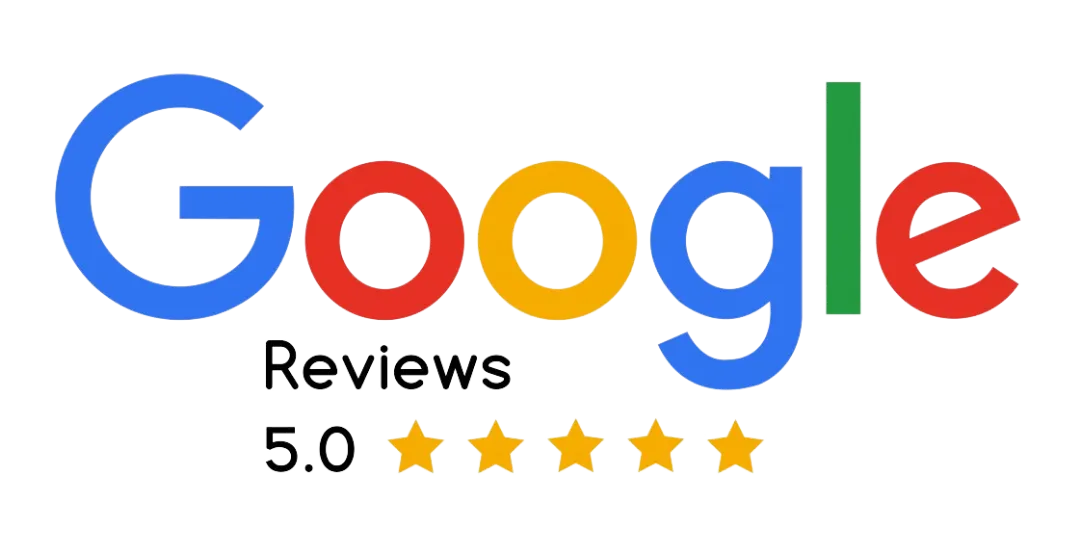 The Google Logo with a 5.0 star review
